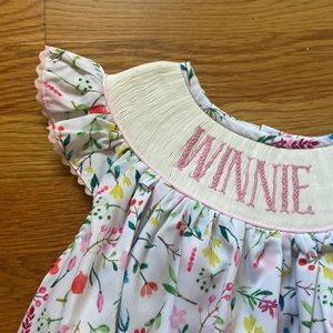 Poppy Kids Co. smocked floral bubble - personalized “Winnie”